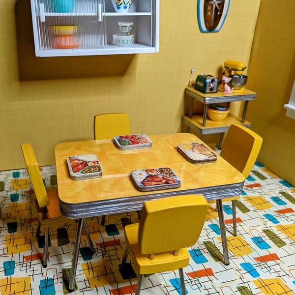 Dollhouse Miniature 1:12 Scale TV Dinner Retro Mid Century 50's 60's