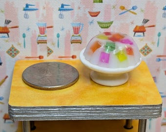 Stained Glass Jello Dessert 1:12 Dollhouse Miniature Mid Century Retro Food