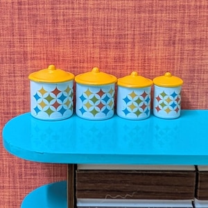 Starburst Multicolor Canisters 1:12 Dollhouse Miniature Mid Century Retro 50&#39;s 60&#39;s