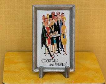Cocktails Are Served Bar Serving Tray 1:12 Scale Dollhouse MCM Retro Vintage Style