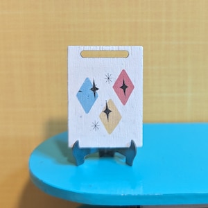 Atomic Diamonds Cutting Board  1:12 Scale Dollhouse Miniature Mid Century Retro Vintage 50&#39;s 60&#39;s