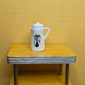 Atomic Cats & Diamonds Coffee Pot Carafe Kettle 1:12 Scale Dollhouse Mid Century Retro Vintage 50's 60's