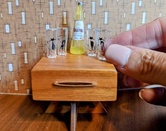 Atomic Cat Bar Glasses Set of 4 1:12 Scale Dollhouse Mid Century Retro