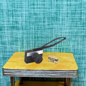 35 MM Camera with Film Replica  1:12 Scale Dollhouse Miniature Vintage Retro Mid Century