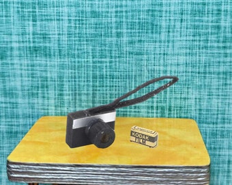 35 MM Camera with Film Replica  1:12 Scale Dollhouse Miniature Vintage Retro Mid Century