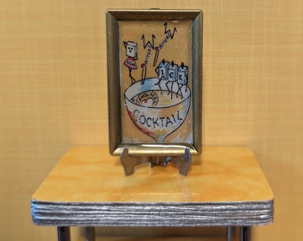 Cocktail Bitters Gold Bar Serving Tray 1:12 Scale Dollhouse MCM Retro Vintage Style