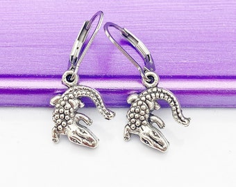 Crocodile Alligator Earrings, Silver Earrings, Hypoallergenic Earrings, L531