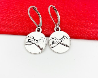 Pinky Promise Earrings, Silver Earrings, Hypoallergenic Earrings, L574