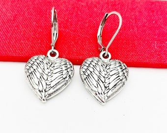 Guardian Angel Earrings, Silver Earrings, Stainless Steel Hypoallergenic Earrings, L579