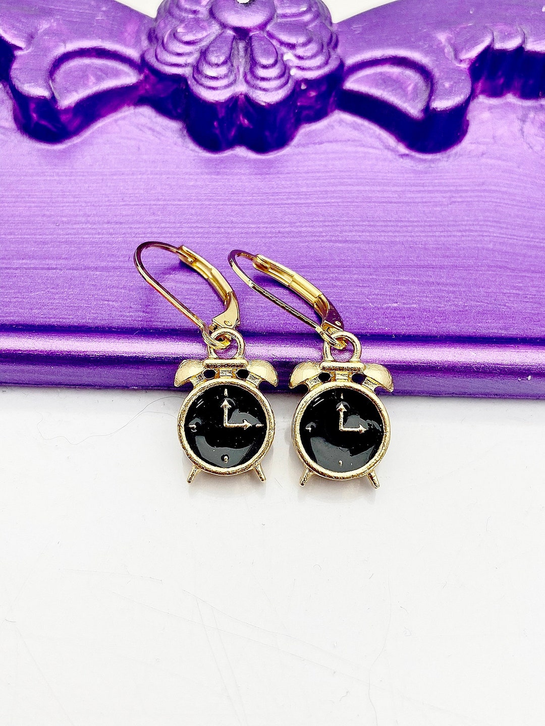 Alarm Clock Earrings Hypoallergenic Earrings Gold Alarm Etsy