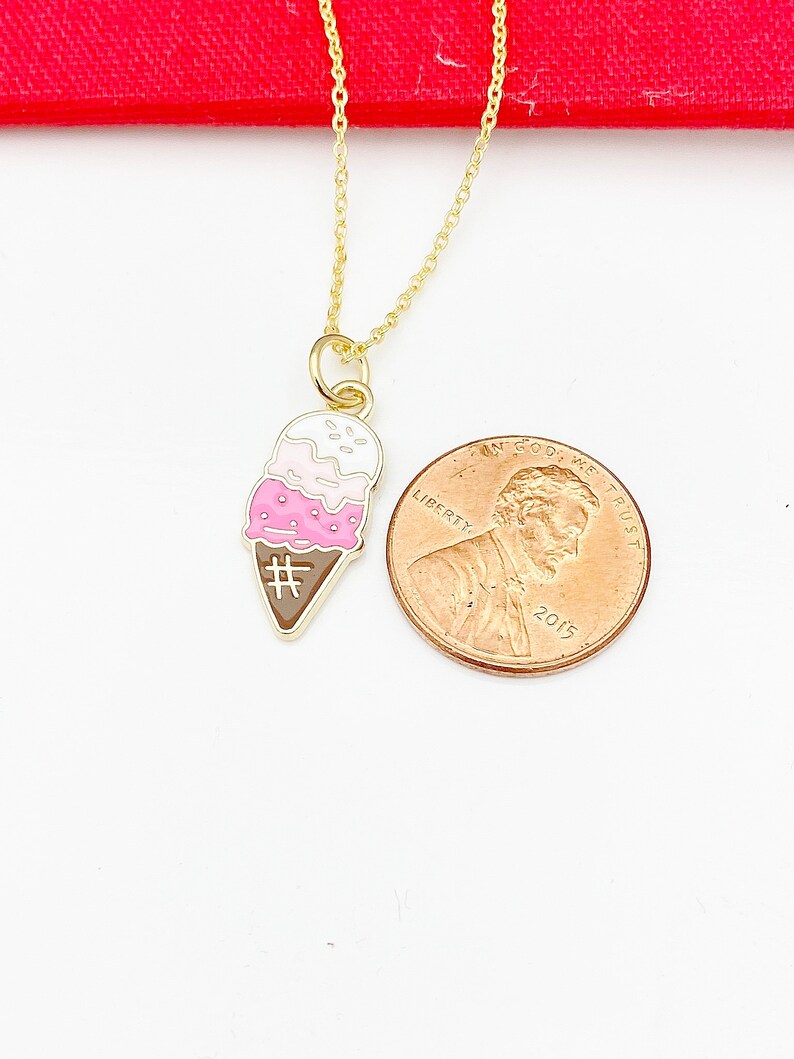 Ice Cream Cone Necklace Gold Ice Cream Necklace Ice Cream Etsy