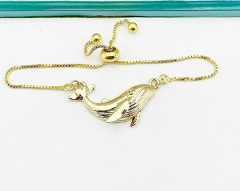 Whale Bracelet, Ocean Fish Whale 14K Gold Plated, Appreciation Gift, Thank You Gift, Birthday's Gift, Retirement Gift, Christmas Gift, L639