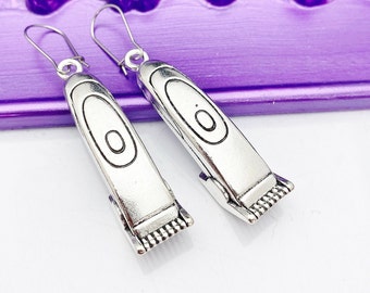 Silver Shaver Earrings, Large and Heavy, Hypoallergenic, Dangle Hoop Lever-back Earrings, L476