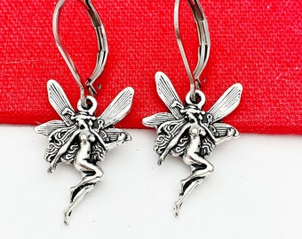 Fairy Angel Earrings, Silver Earrings, Stainless Steel Hypoallergenic Earrings, L585
