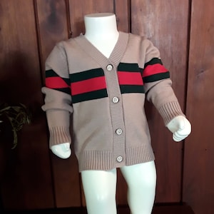 Ultra-Soft Baby Cardigan Sweater with Freddy Krueger Stripes, No Brand or Size Listed