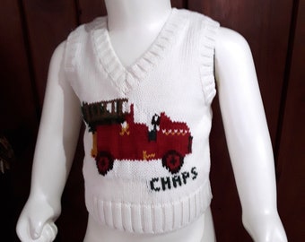 White Christmas Tree in Red JEEP Sweater Vest by Chaps, Newborn