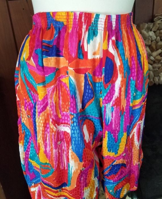 Wildly Over-The-Top Shiny Rainbow Shorts with Fac… - image 1