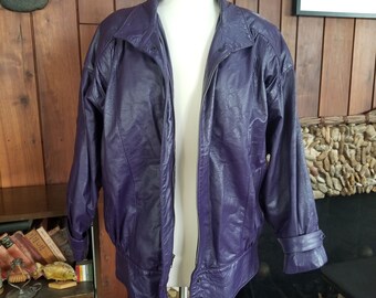 Vintage Genuine Purple Leather Jacket 