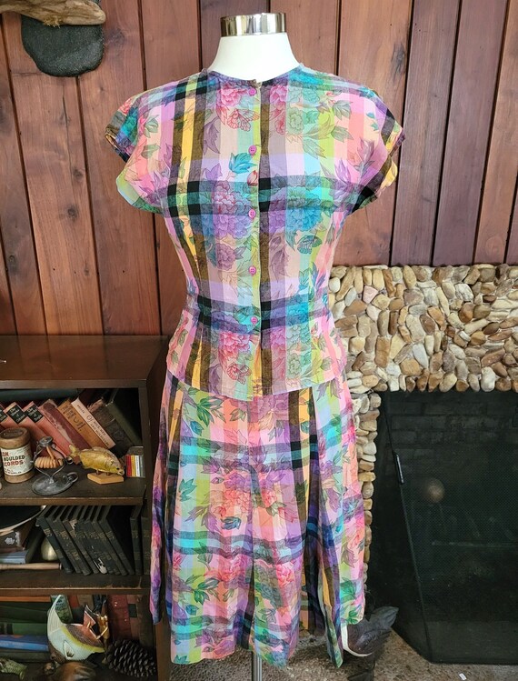 Two piece cheap plaid outfit