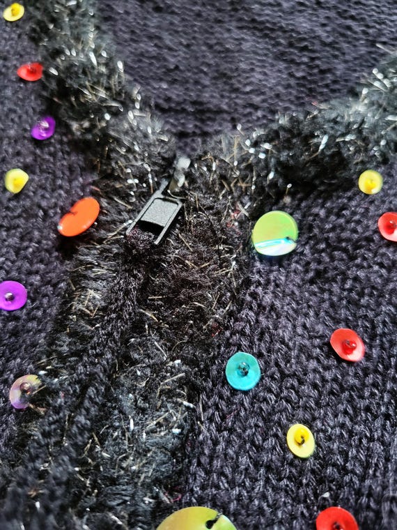 Sparkly Colorful Vest with Triangular Santas and … - image 9