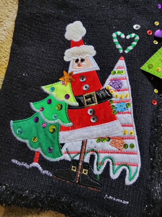 Sparkly Colorful Vest with Triangular Santas and … - image 7