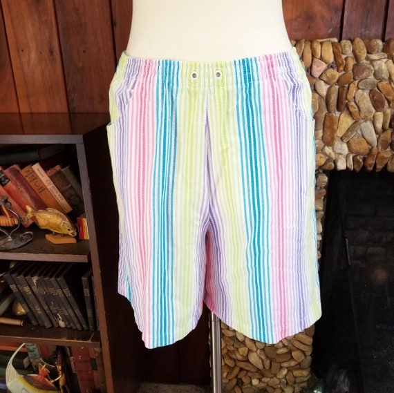Ladies' Pastel Striped Seersucker Golf 