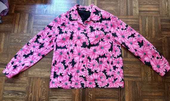 Black and Pink Daisy Jacket with Beaded Flowers b… - image 6
