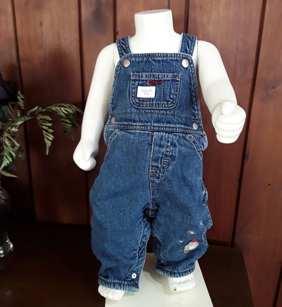 Fleece-lined Denim Penguin Overalls by 