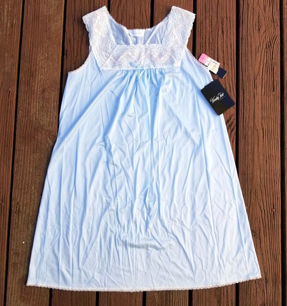 Silky Light Blue Nightgown with Lacy Top, New wit… - image 7