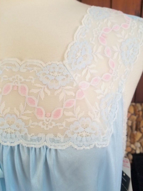 Silky Light Blue Nightgown with Lacy Top, New wit… - image 3