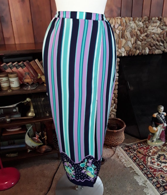 floral striped pencil skirt