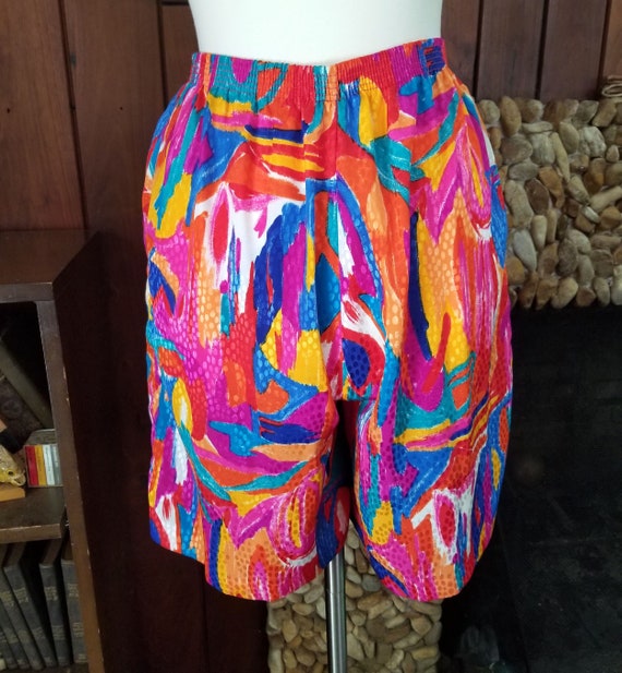 Wildly Over-The-Top Shiny Rainbow Shorts with Fac… - image 5