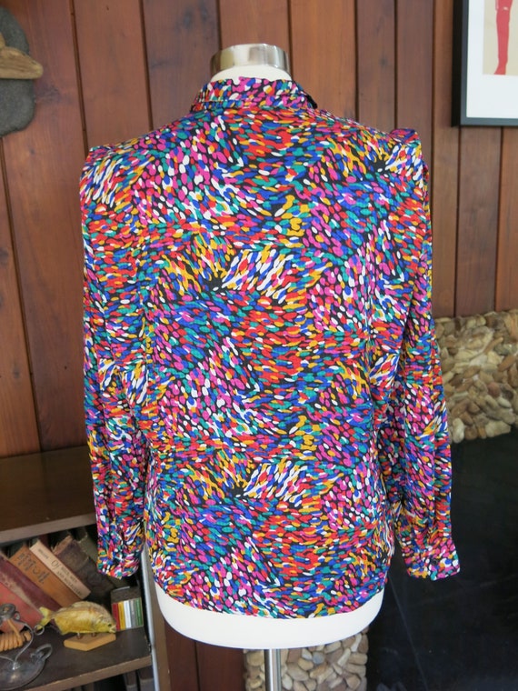 Rainbow Speckled Blouse with Optional High-Neck b… - image 3