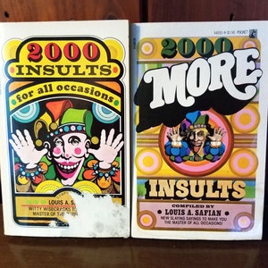 Paperback &quot;2000 Insults&quot; Books 1 & 2 by Lewis A. Safian, 1965/1967 - Total of 4000 Insults! WOW!