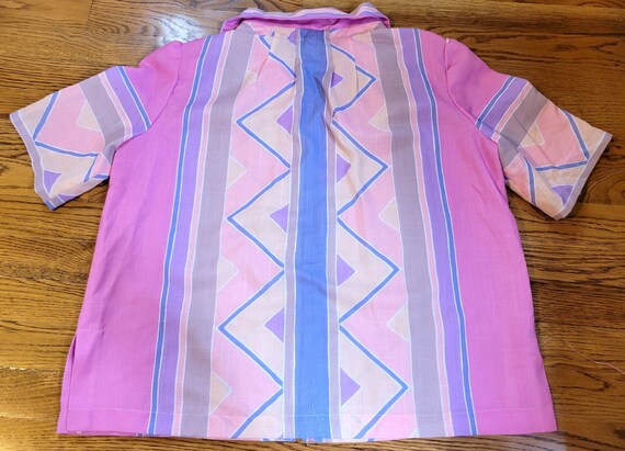 Pastel Geometric Zipper-Front House Shirt Blouse,… - image 6