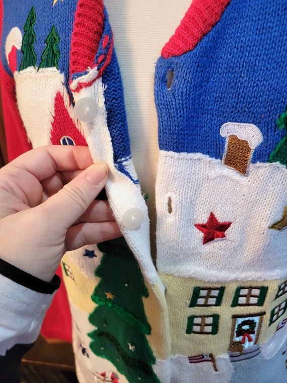 Christmas in America Busy Cardigan Sweater by The Quacker Factory, Size XS View 4