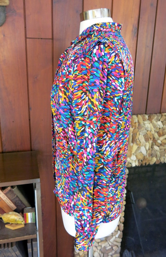 Rainbow Speckled Blouse with Optional High-Neck b… - image 2