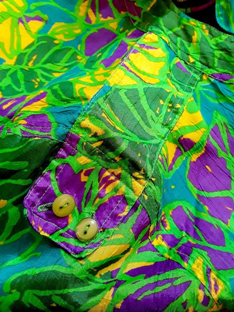 Sarcelle/Vert Peint - Géométrique Floral Feuilles Animaux Métallique