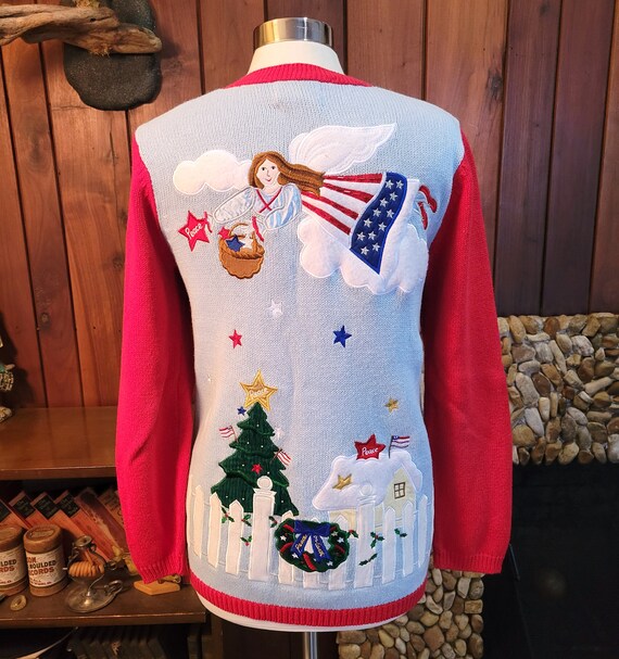 Christmas in America Busy Cardigan Sweater by The Quacker Factory, Size XS View 3