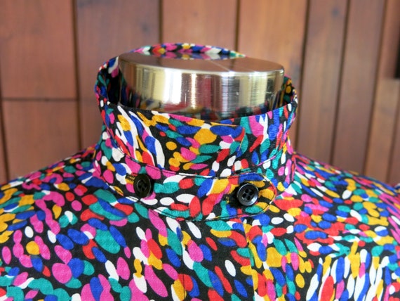 Rainbow Speckled Blouse with Optional High-Neck b… - image 4