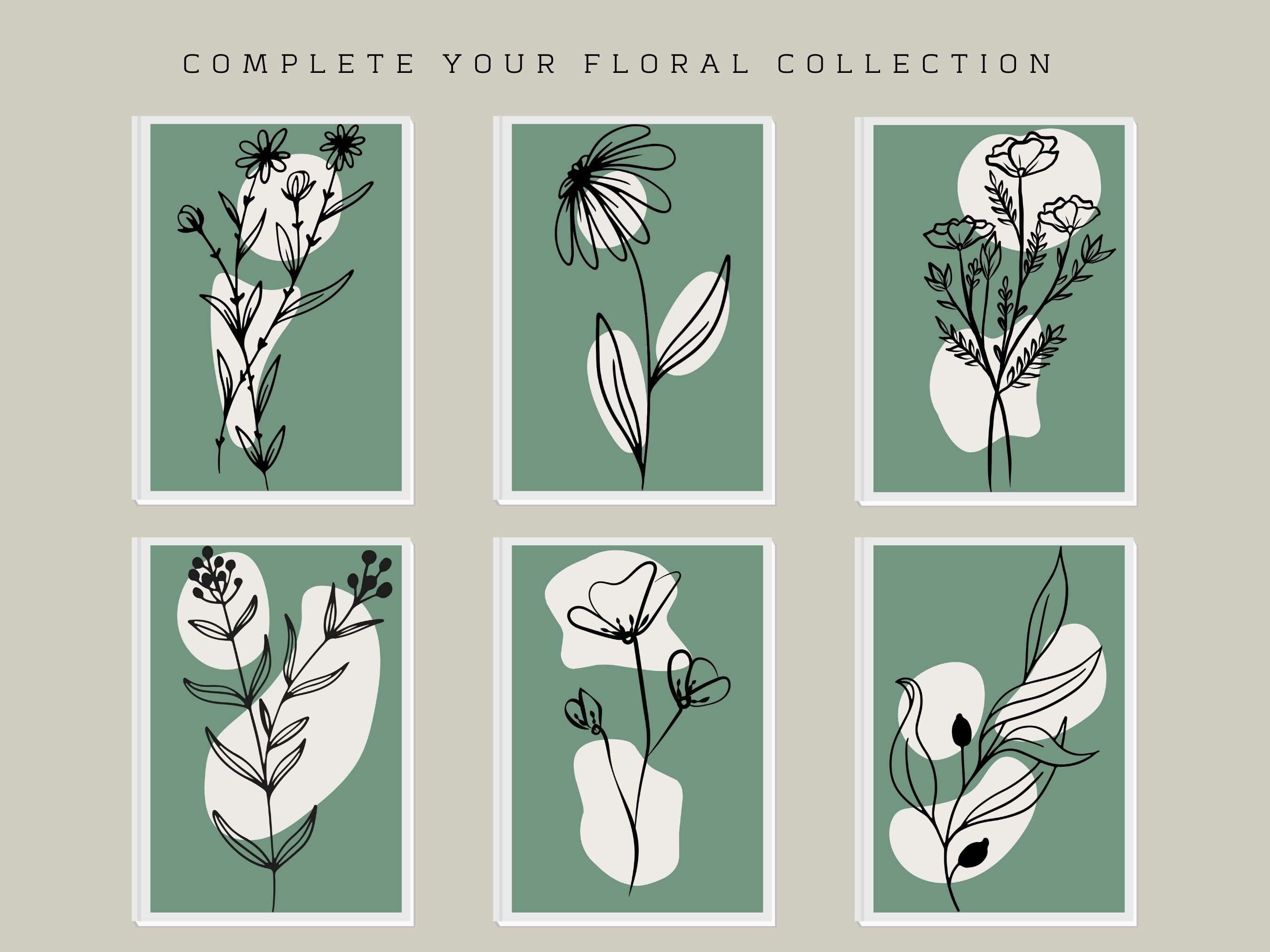 Green Floral Print Custom Color Wall Art Green Floral Wall Etsy