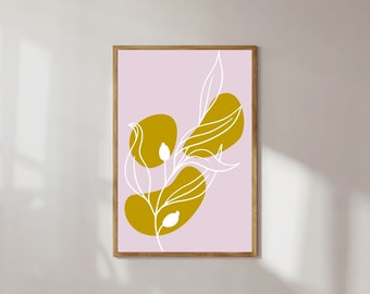 Pink Floral Print, Custom Color Wall Art, Pink Floral Wall Art, Office Decor, Bedroom Decor, Living Room Decor, Minimalistic, Wall Art