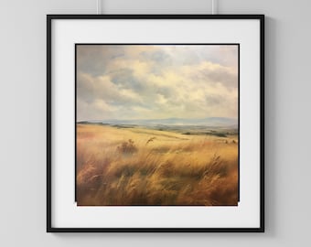 Prairie Landscape Wall Art, Vintage Art Print, Gallery Wall Art, Home Decor Gallery Wall, Oil Painting, Digital Download, Minimalist Art