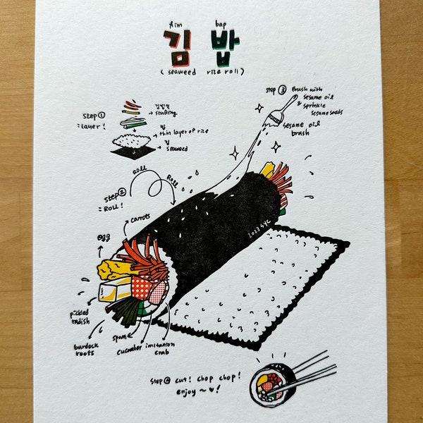 Gimbap (김밥) Letter Press Print