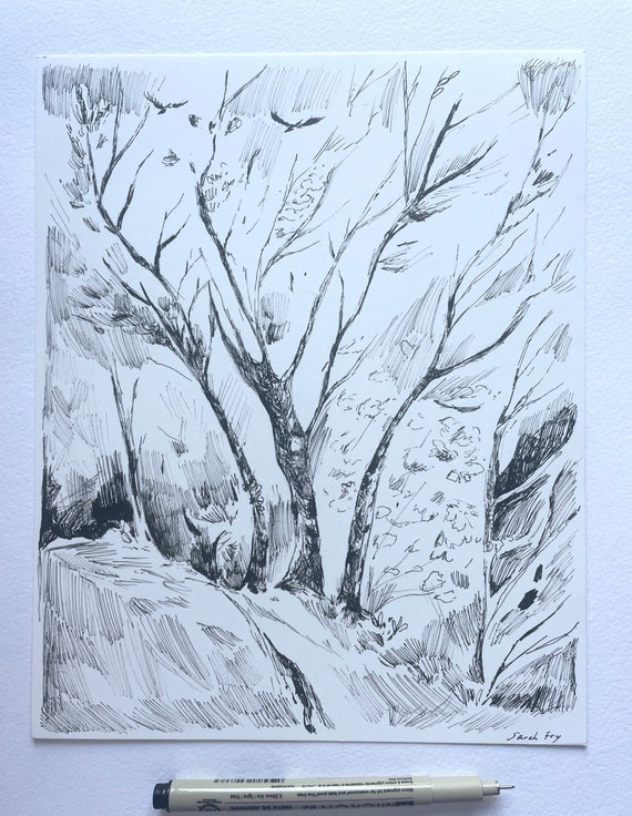 Drawing a misty valley landscape in a long sketchbook | Sandy Allnock