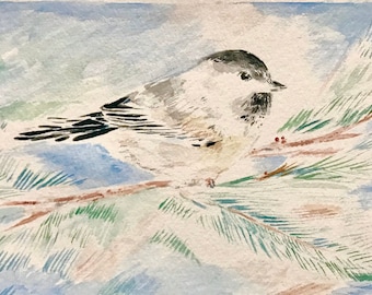 Chickadee - Original Bird Art - Bird Painting - Cute Bird Art - Chickadee Painting - Oregon Art - Black Capped Chickadee - Winter Bird