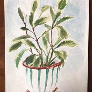 Original Art - Plant Art - Plant Still Life - Watercolor Still Life - Plant Watercolor - Plant Wall Art - Houseplant Art