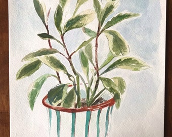 Original Art - Plant Art - Plant Still Life - Watercolor Still Life - Plant Watercolor - Plant Wall Art - Houseplant Art