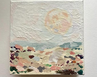 Abstract Acrylic Art - Original Painting - Acrylic Painting - Full Moon Art - Original Moon Art