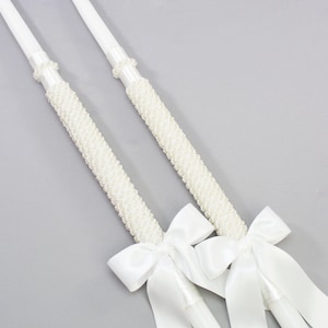 Orthodox 21&quot; Wedding Candles with Bead and Pearl Trim - Greek Lambathes - Lambades Gamou - Λαμπάδες Γάμου | Blessed With Love by Dahlia